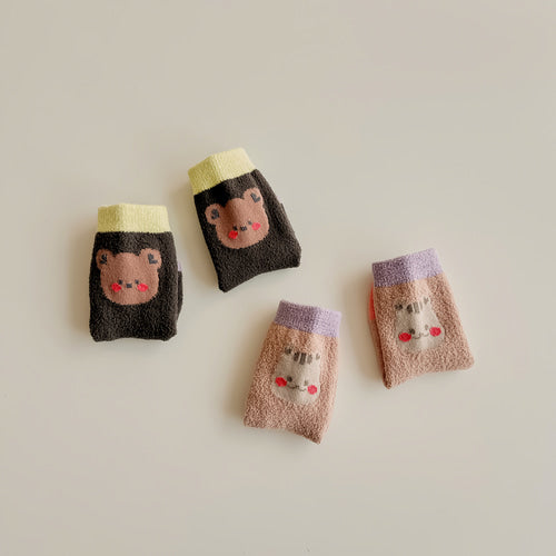 卡通拼色保暖襪