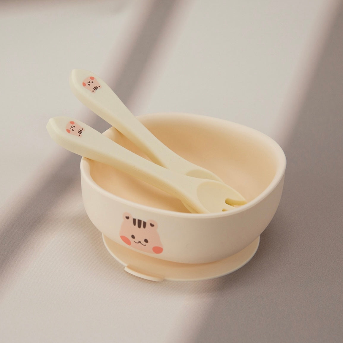 可愛松鼠矽膠餐具系列-勺子叉子套裝