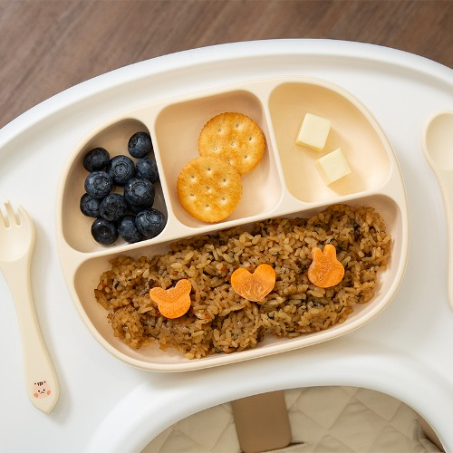 可愛松鼠矽膠餐具系列-吸盤餐盤