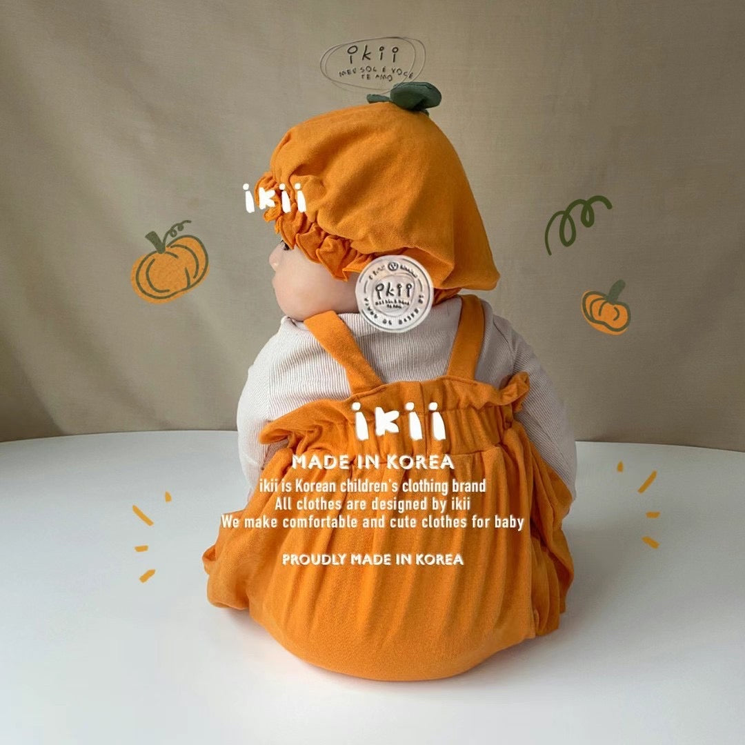 Pumpkin Overalls baby(爬服+帽子)